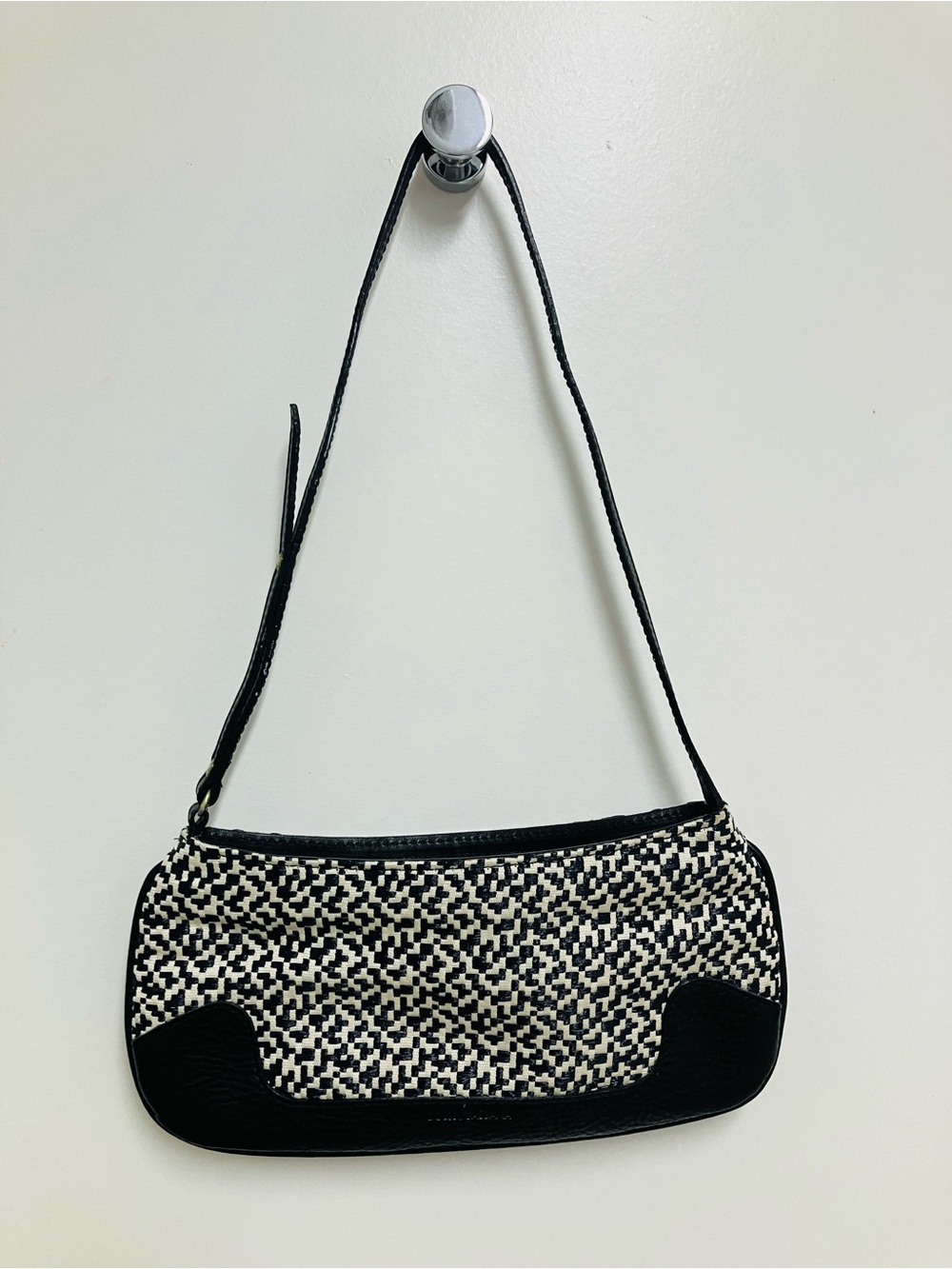 Dolce & Gabbana Black and White Tweed Small Pochette Shoulder Bag